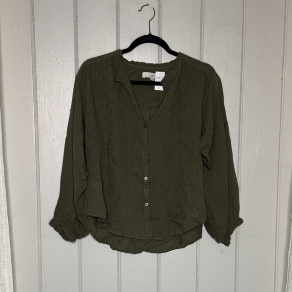 LOFT Tops - LOFT Olive Green Button-Down Blouse